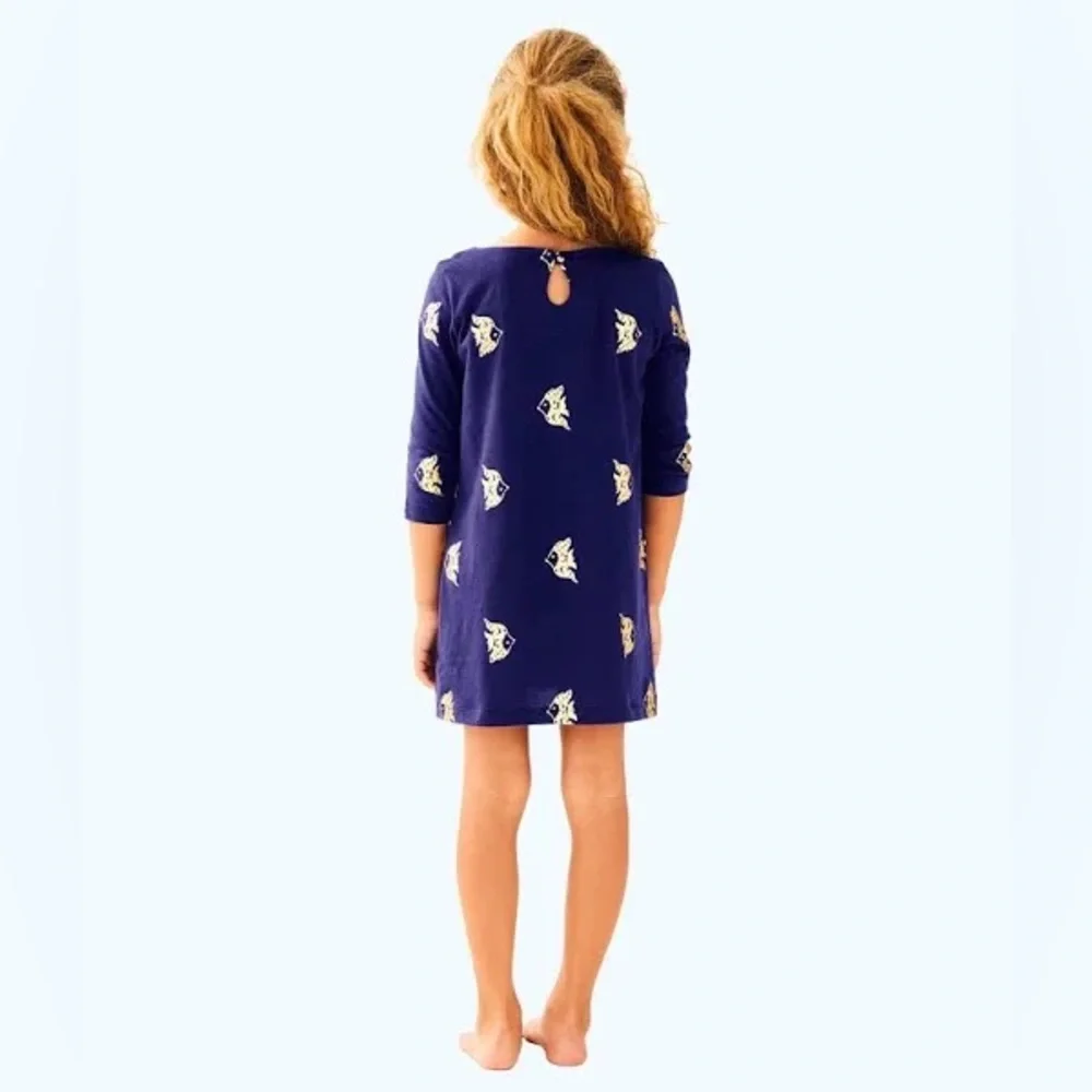 Lilly Pulitzer Mini Preston Dress in Reel It In Fish Print, Girls Size XS (2-3)